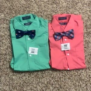 Boys Izod dress shirts with bow ties NWT